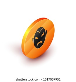 Isometric Vampire icon isolated on white background. Happy Halloween party. Orange circle button. Vector Illustration