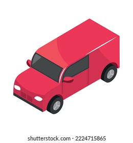 isometric van car transport icon isolated