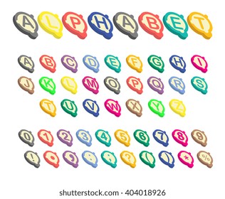 Isometric variegated alphabet font. 3D isometric letters for web and mobile device