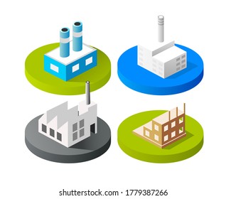 Isometric vector 3D icon city buildings for web concept set which includes Buildings
