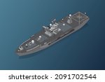 Isometric vector 3D Illustration, Military command ship