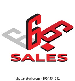 An isometric vector of 6.6 Sales on white background. Single digit sales with great deal and discount to be offer.