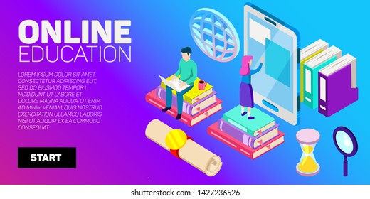 Minimal Background Online Education Creative Concept Stock Illustration ...