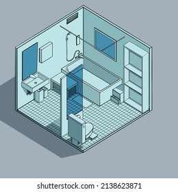 isometric vector of a bathroom design