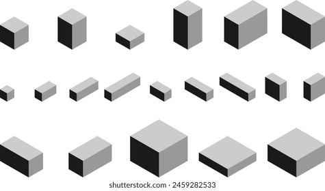 Conjunto de bloques de creación de Vector isométrico sobre fondo transparente