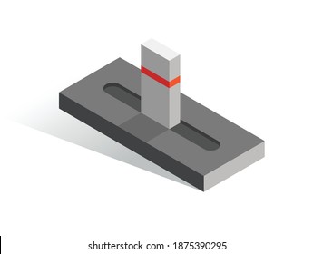 Isometric vector button. Isolated icon. Slider in gray and orange color