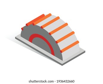 Isometric vector button. Isolated icon. Regulator in gray and orange color
