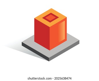 Isometric vector button. Isolated icon. Switcher in gray and orange color