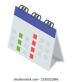 Isometric vector of calendar icon 