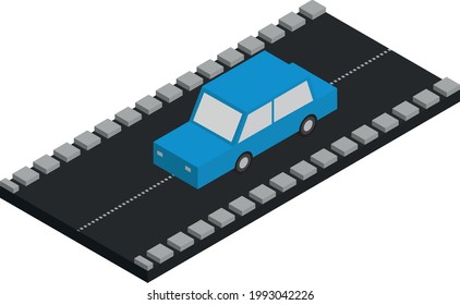 vehículo vector isométrico en la carretera