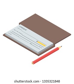 Isometric Vector Of Checkbook Icon 