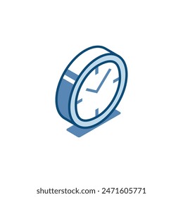 isometric vector clock linear icon, in color isolated on white background, time or business deadline