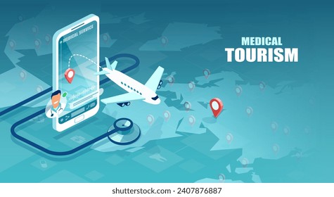 Isometric vector concept of medical tourism