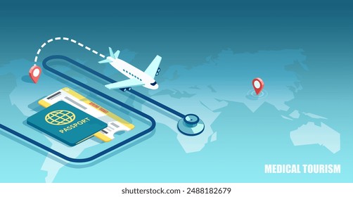 Isometric vector concept of medical tourism