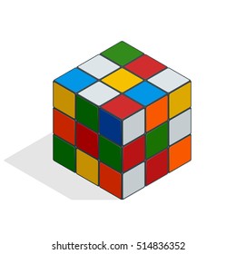 Isometric vector cube toy puzzle