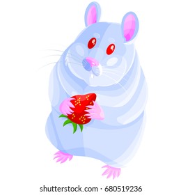 Isometric vector cute little hamster character,  albino color pet.