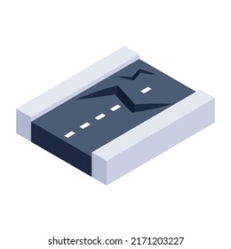 An isometric vector design of broken road 