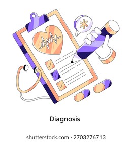 Isometrisches Vektordesign des Herzberichts, Diagnose-Illustration