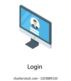 Isometric vector design of login icon.