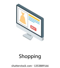 Isometric vector design of online shopping icon.