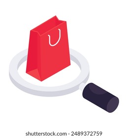 Eine isometrische Vektorgrafik Design der Suche Shopping