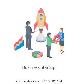 
Isometric vector design of startup 
