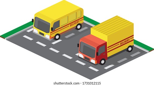 diseño vectorial isométrico del vehículo utilizado para el transporte