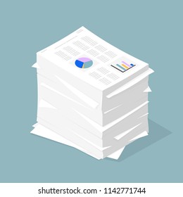 Isometric Vector Document Stack.
Financial paperwork concept.