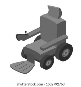 Isometric vector drawing of a power wheelchair. All pieces are organized and labeled so they can be easily edited. 