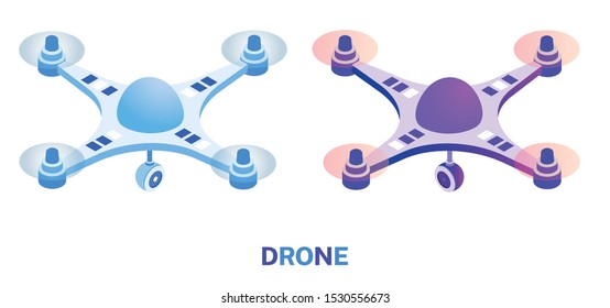 Isometric vector drone 3d illustration. Include two drones.