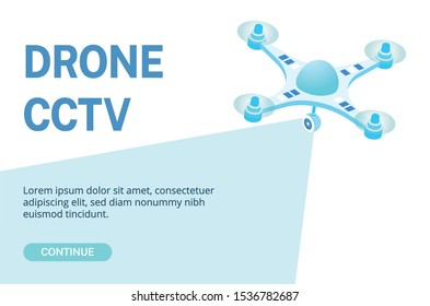 Isometric vector drone cctv 3d illustration. 