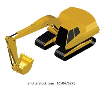 isometric vector excavator. 3d icon construction. construction machinery