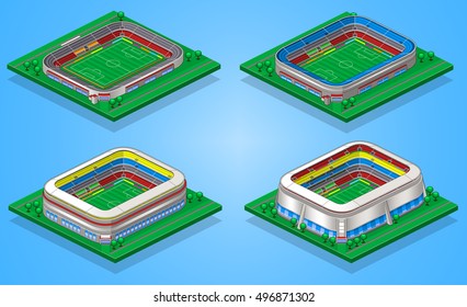 Isometric Vector Football/soccer Stadium With Different Upgrades