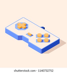 Isometric vector gamepad. Video game. Retro gaming. A flat illustration of a joystick.