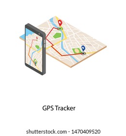 Isometric vector of gps tracker design 