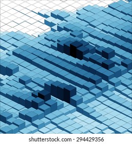 Isometric Vector Graph, Abstract 3D Chart Blue Background