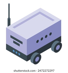 Isometric vector graphic of a small, remotecontrolled robot with an antenna