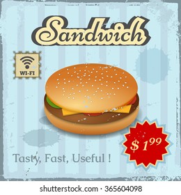 Isometric vector graphics fast food, sandwich, hamburger, cheeseburger in 3D style.