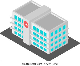 edificio de hospital isométrico vectorial con fondo blanco y paleta gris oscuro. ilustraciones de archivos eps 