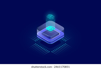 Isometric Vector Icon for Artificial Intelligence, Cloud Computing, Data Mining, Neural Networks, and Machine Programming Concepts