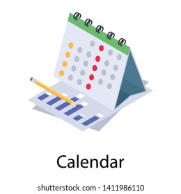 Isometric vector icon of calendar 
