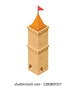 Isometric vector icon of castle pillar