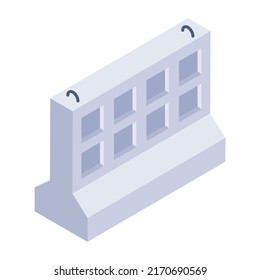 An Isometric Vector Icon Of Concrete Barricade

