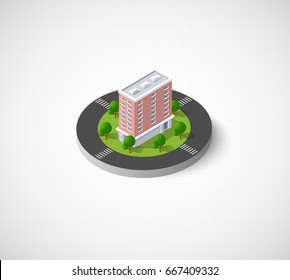 Isometric vector icon illustration of a modern city dimensional views of a skyscrapers