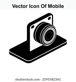 Isometric Vector Icon of Mobile Phone Camera Lens for Application Design and User Interface