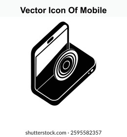 Isometric Vector Icon of Mobile Phone with Circular Target Graphic Element