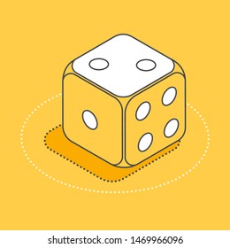 isometric vector icon on a yellow background, simple graphic dice
