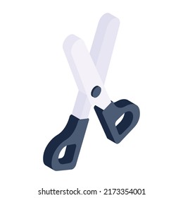 Isometric vector icon of scissors
