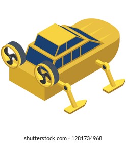 Isometric vector icon of underwater diving vehicle