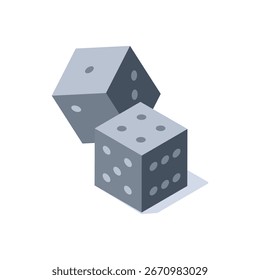 isometric vector icons of dice, in color on white background, game or luck